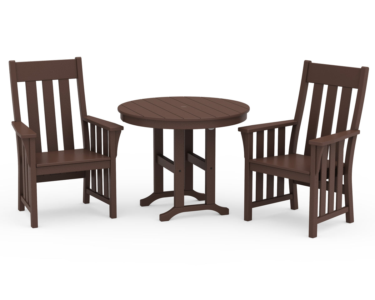 POLYWOOD Acadia 3-Piece Farmhouse Dining Set in Mahogany