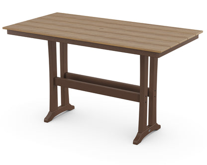 POLYWOOD Farmhouse Trestle 37" x 72" Bar Table in Mahogany / Natural