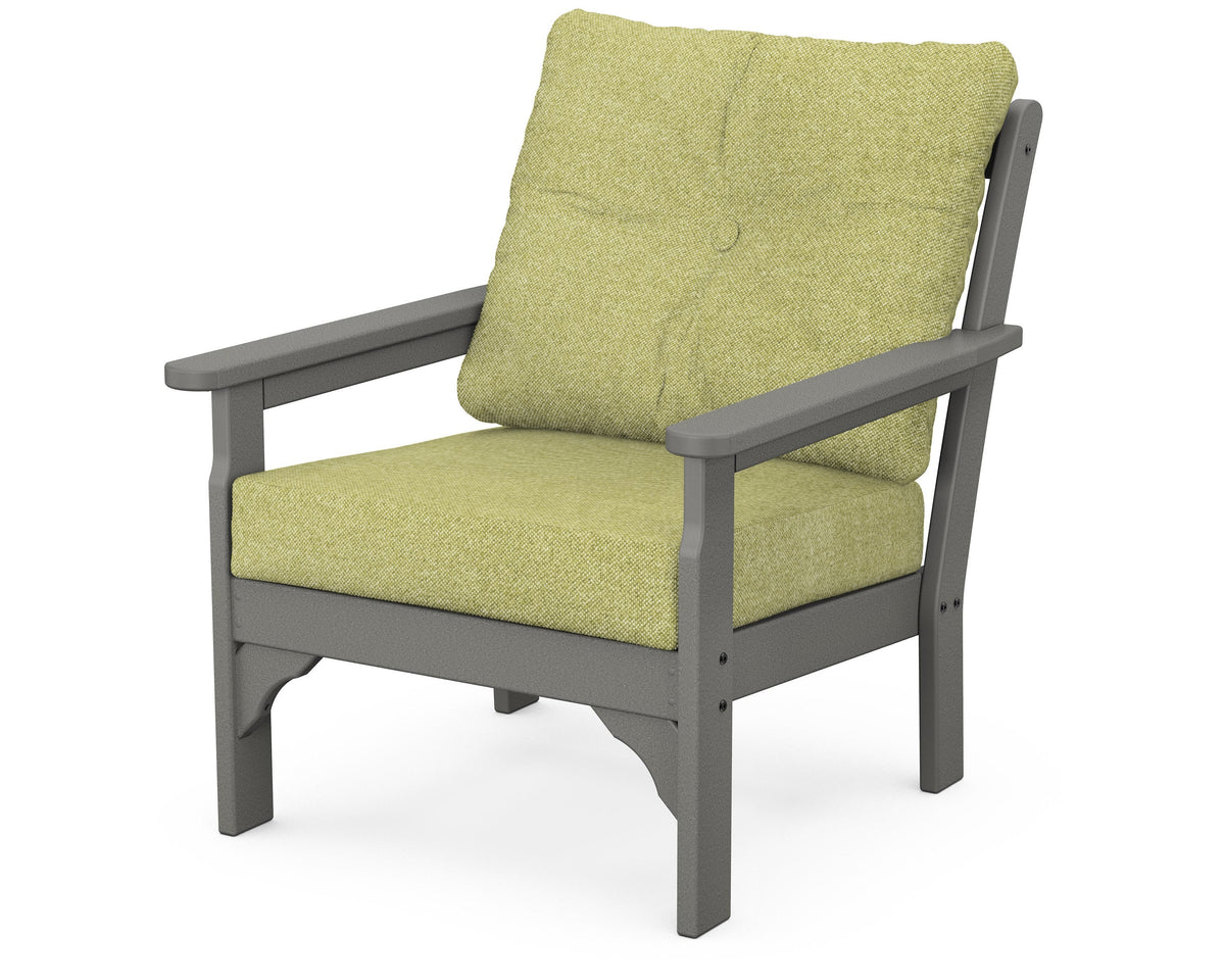 POLYWOOD Vineyard Deep Seating Chair in Slate Grey / Chartreuse Boucle