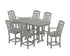 POLYWOOD Country Living Cottage Arm Chair 7-Piece Counter Set in Slate Grey