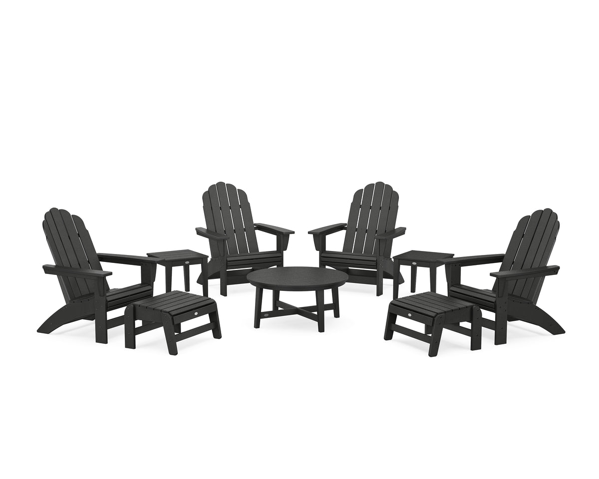 POLYWOOD Vineyard Grand Adirondack 9-Piece Conversation Set in Black