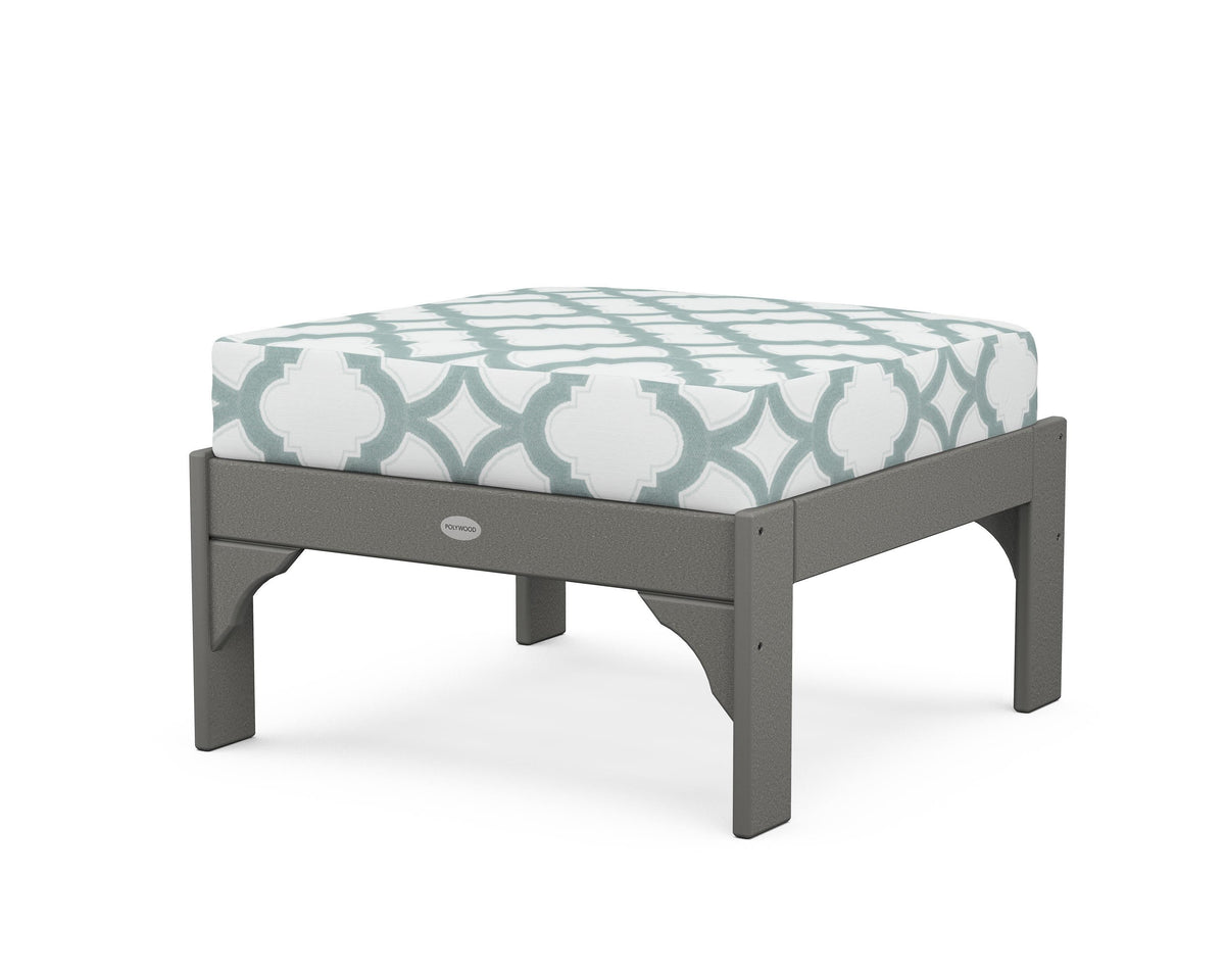 POLYWOOD Vineyard Deep Seating Ottoman in Slate Grey / Trellis Glacier Spa