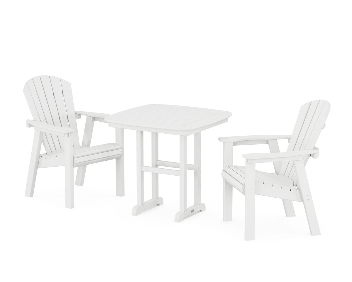 POLYWOOD Seashell 3-Piece Dining Set in White