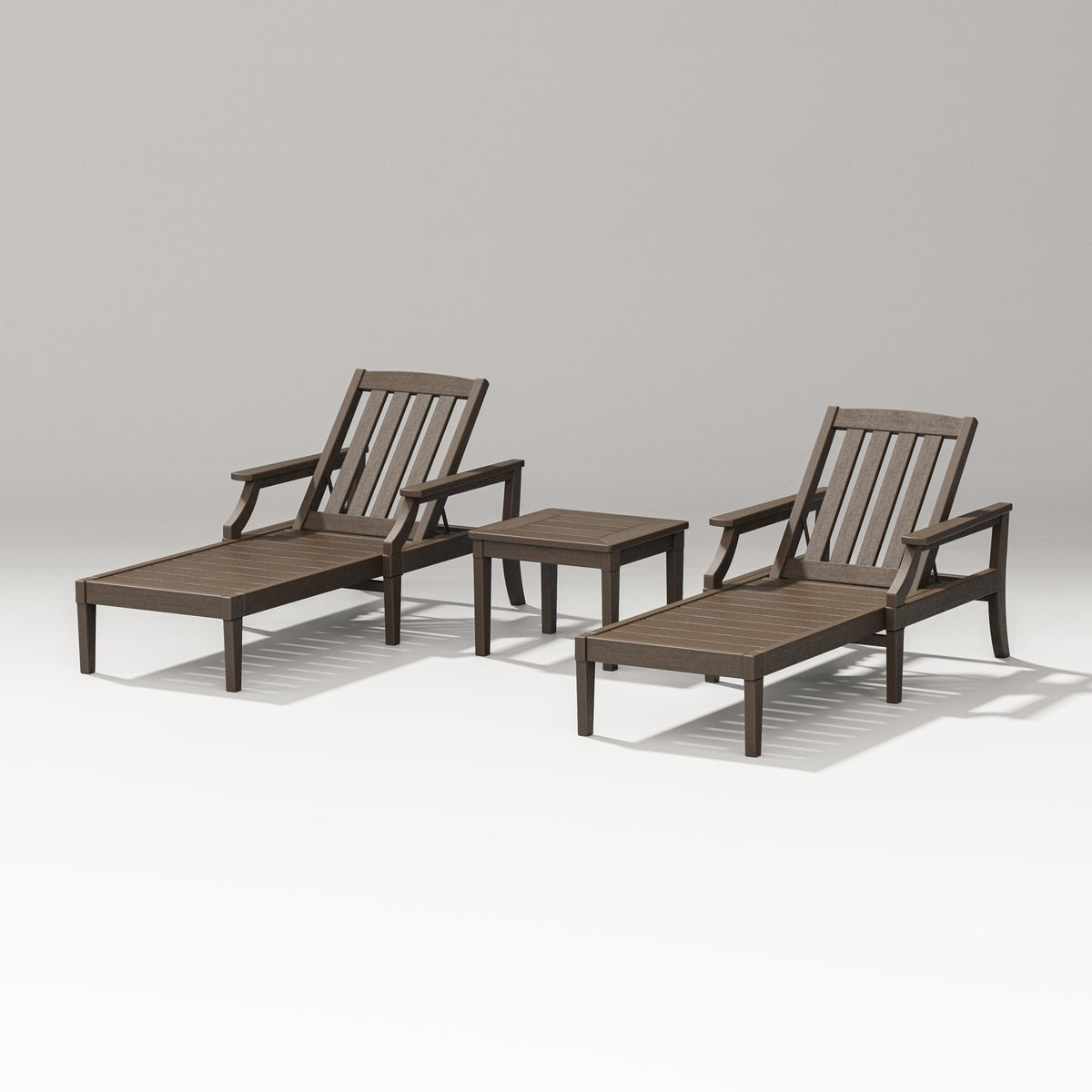 POLYWOOD Estate 3-Piece Chaise Lounge Set in Kona