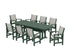 POLYWOOD Coastal 9-Piece Dining Set with Trestle Legs in Green / Birch