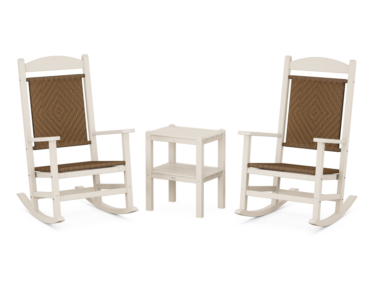 POLYWOOD Presidential Woven Rocker 3-Piece Set in Sand / Tigerwood