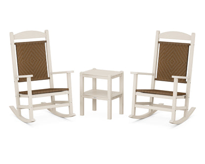 POLYWOOD Presidential Woven Rocker 3-Piece Set in Sand / Tigerwood