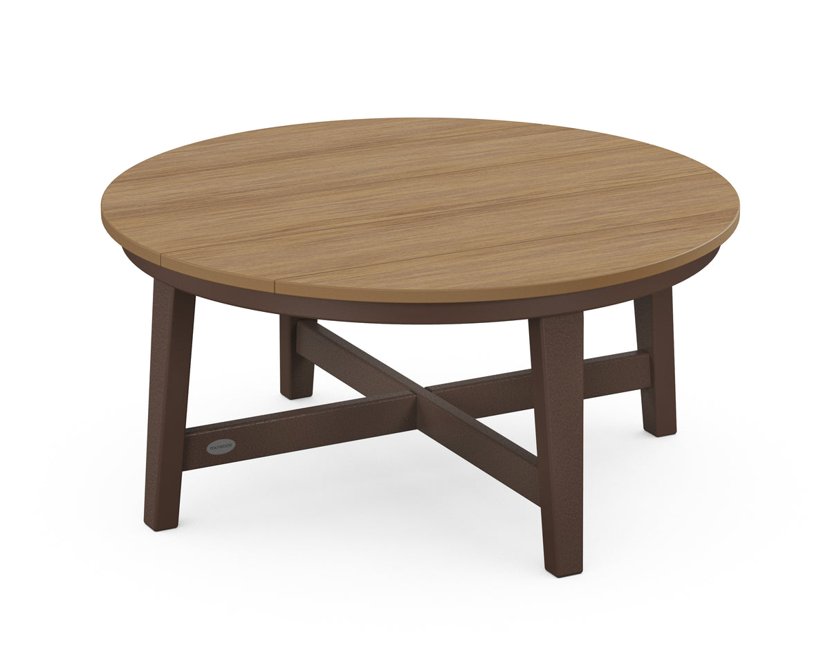 POLYWOOD Newport 36" Round Coffee Table in Mahogany / Natural