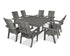 POLYWOOD Modern Curveback Adirondack 9-Piece Farmhouse Trestle Dining Set in Slate Grey