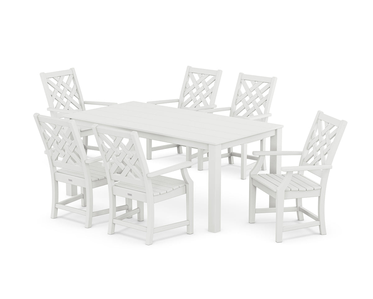 POLYWOOD Wovendale Arm Chair 7-Piece Parsons Dining Set in White