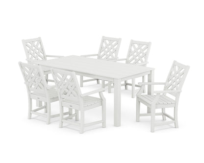 POLYWOOD Wovendale Arm Chair 7-Piece Parsons Dining Set in White