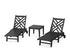 POLYWOOD Chippendale 3-Piece Chaise Set with Wheels in Black