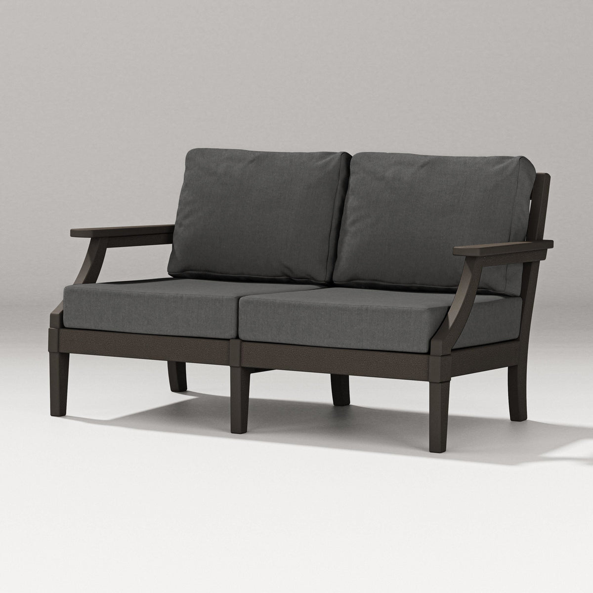POLYWOOD Estate Loveseat in Vintage Coffee / Spectrum Carbon