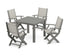 POLYWOOD Coastal Folding Chair 5-Piece Parsons Dining Set in Slate Grey / Birch
