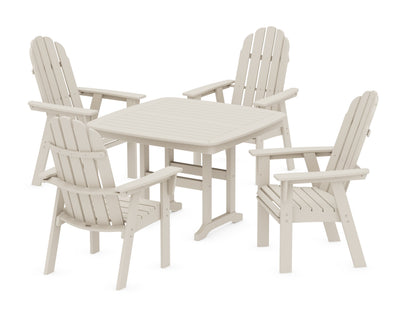 POLYWOOD Vineyard Curveback Adirondack 5-Piece Dining Set - 44" Table in Sand