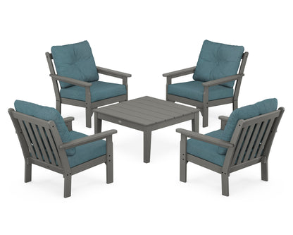 POLYWOOD Vineyard 5-Piece Deep Seating Conversation Set in Slate Grey / Ocean Teal