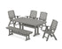 POLYWOOD Nautical Highback 6-Piece Dining Set with Trestle Legs and Bench in Slate Grey