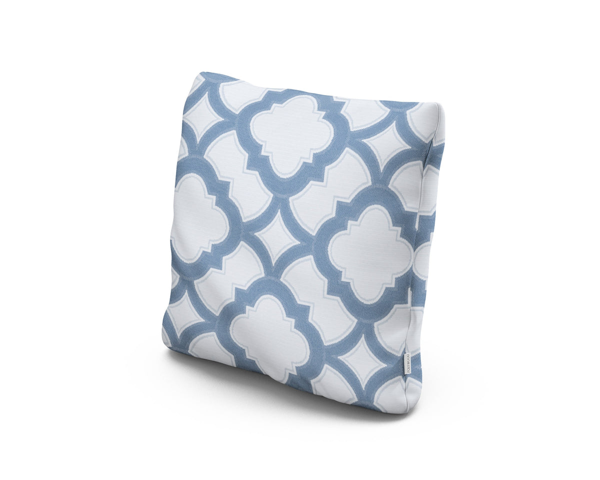 POLYWOOD 18" Outdoor Throw Pillow in Trellis Sky Blue