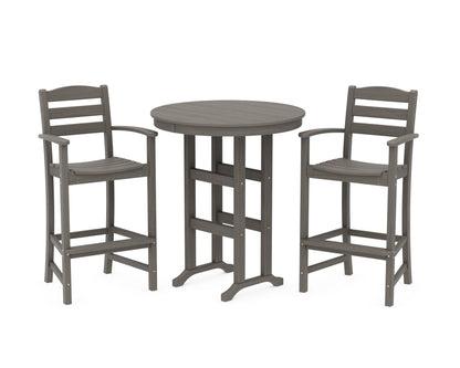 POLYWOOD La Casa Café 3-Piece Round Farmhouse Bar Set in Driftwood