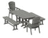 POLYWOOD Nautical Curveback Adirondack 5-Piece Dining Set with Benches - 37" x 72" Table in Slate Grey