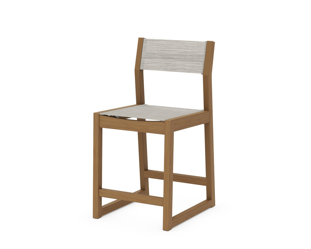 POLYWOOD EDGE Sling Counter Side Chair in Natural / Birch