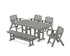 POLYWOOD Nautical Lowback 6-Piece Farmhouse Dining Set with Bench in Slate Grey