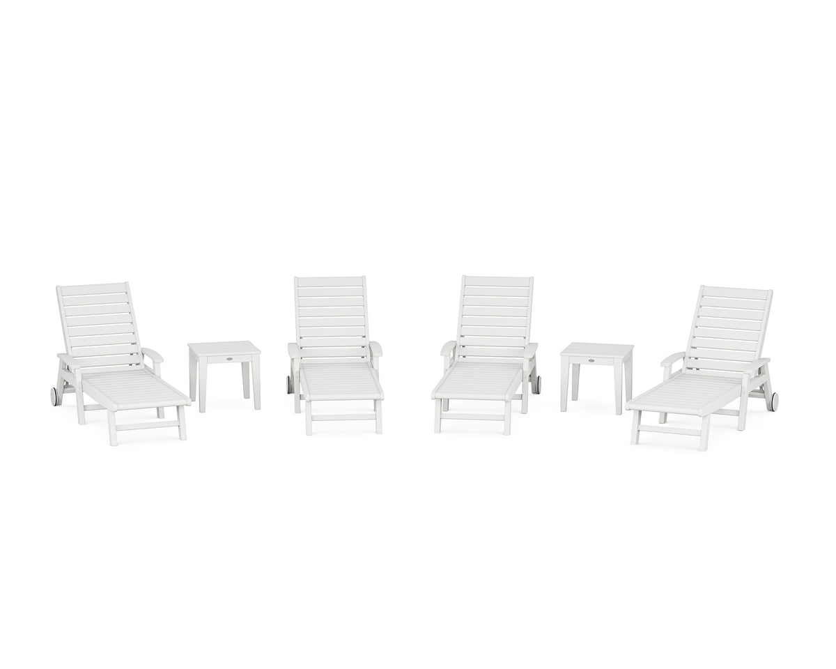 POLYWOOD Signature Chaise 6-Piece Set with Wheels in White