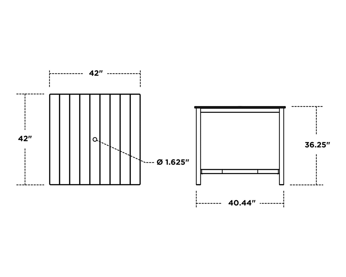 POLYWOOD Main Street 42 x 42 Counter Table dimensions