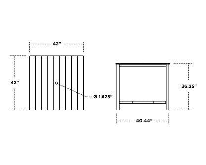 POLYWOOD Main Street 42 x 42 Counter Table dimensions
