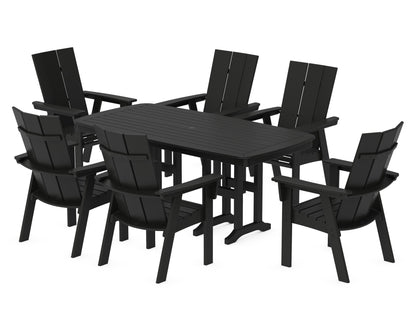 POLYWOOD Modern Curveback Adirondack 7-Piece Dining Set in Black