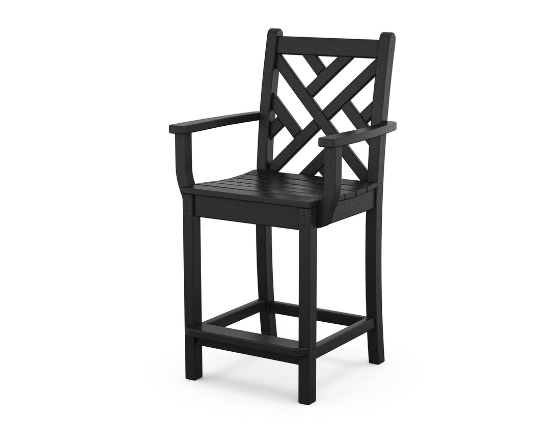 POLYWOOD Chippendale Counter Arm Chair in Black