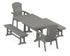 POLYWOOD Nautical Adirondack 5-Piece Farmhouse Dining Set with Trestle Legs - 37" x 72" Table in Slate Grey