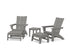 POLYWOOD 5-Piece Modern Grand Adirondack Set with Ottomans and Side Table in Slate Grey