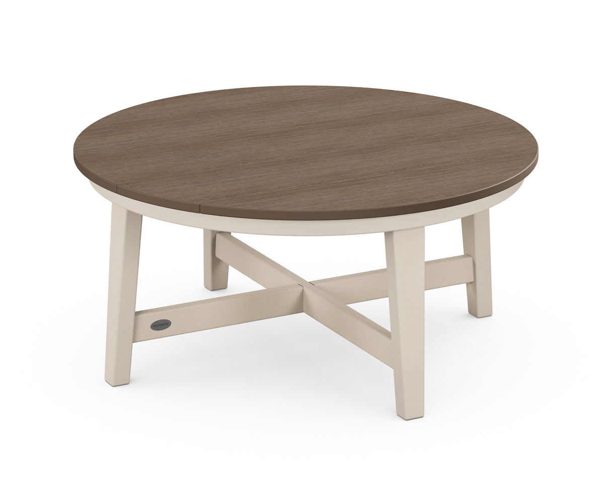 POLYWOOD Newport 36" Round Coffee Table in Sand / Kona