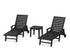 POLYWOOD Signature Chaise 3-Piece Set with Wheels in Black