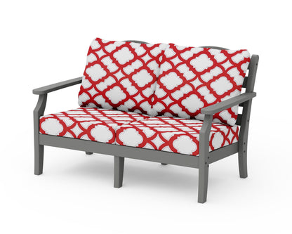 POLYWOOD Savannah Deep Seating Loveseat in Slate Grey / Trellis Crimson