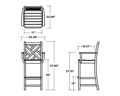 POLYWOOD Chippendale Bar Arm Chair dimensions