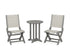 POLYWOOD Coastal Folding Side Chair 3-Piece Round Bistro Dining Set in Slate Grey / Birch