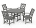 POLYWOOD Chinoiserie 5-Piece Round Farmhouse Dining Set in Slate Grey