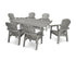 POLYWOOD Seashell 7-Piece Farmhouse Dining Set with Trestle Legs in Slate Grey