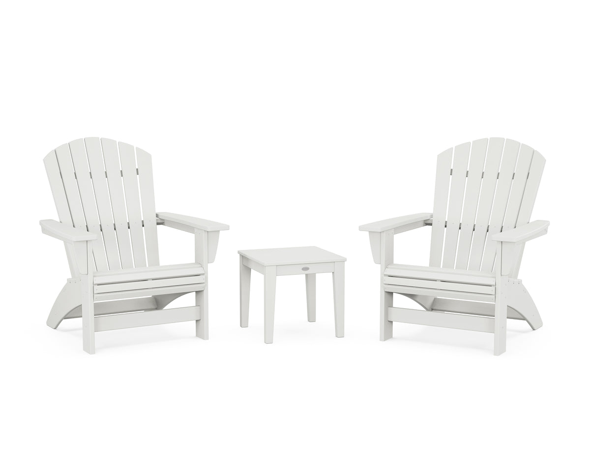 POLYWOOD 3-Piece Nautical Grand Adirondack Set in Vintage White