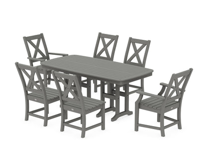 POLYWOOD Braxton 7-Piece Dining Set - 37" x 72" Table in Slate Grey