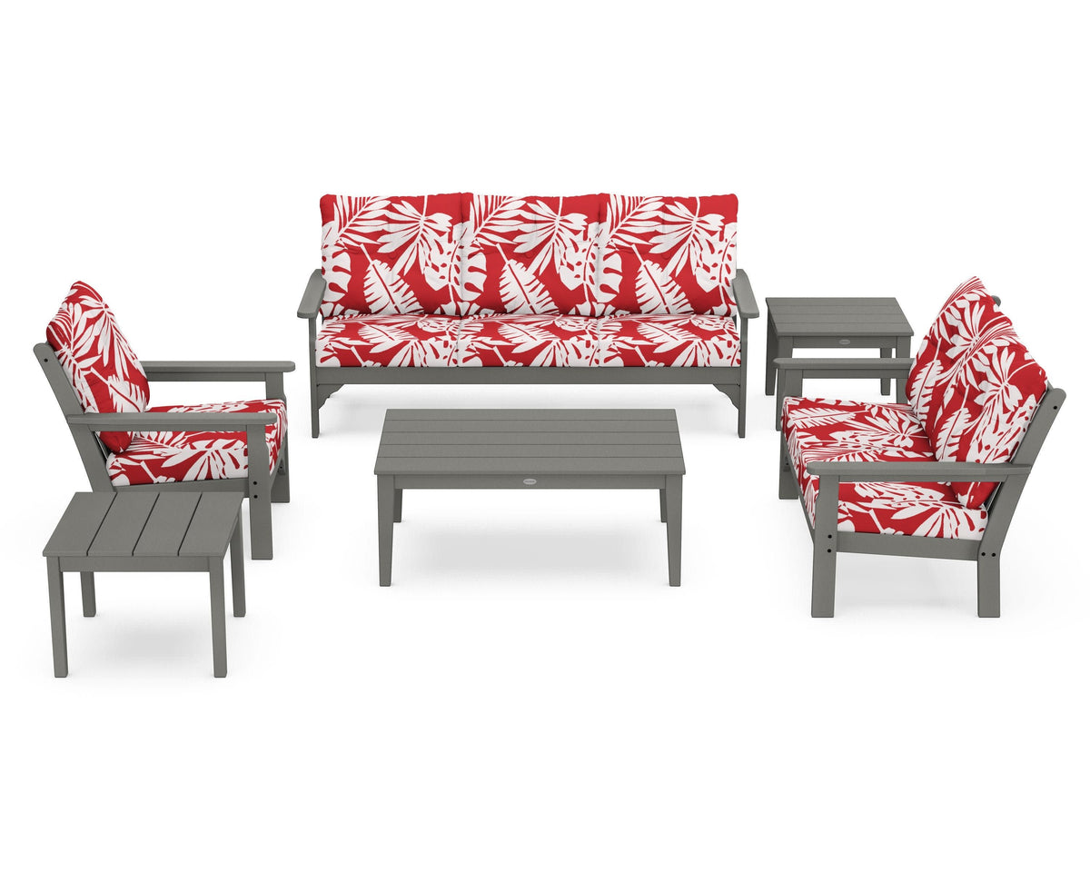 POLYWOOD Vineyard 6-Piece Deep Seating Set in Slate Grey / Leaf Crimson