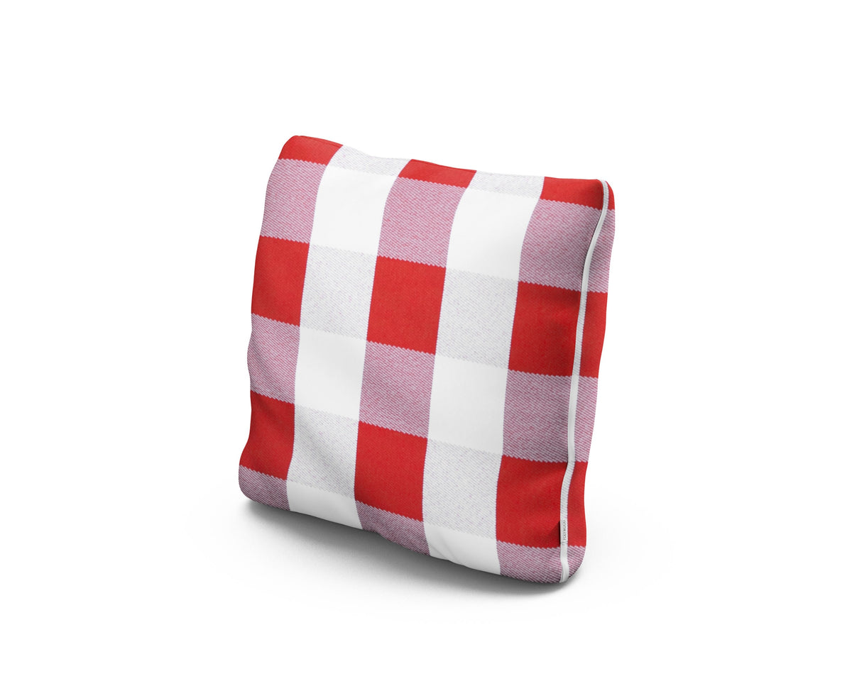 POLYWOOD 16" Outdoor Throw Pillow in Buffalo Plaid Crimson