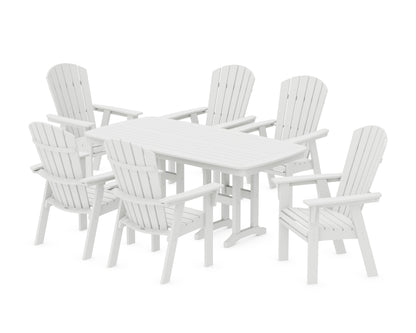 POLYWOOD Nautical Curveback Adirondack 7-Piece Dining Set in White