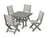 POLYWOOD Coastal Folding Side Chair 5-Piece Farmhouse Dining Set in Slate Grey / Birch