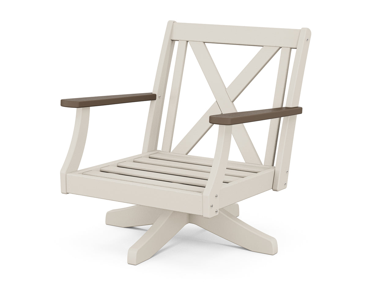 POLYWOOD Braxton Deep Seating Swivel Chair Frame in Sand / Kona