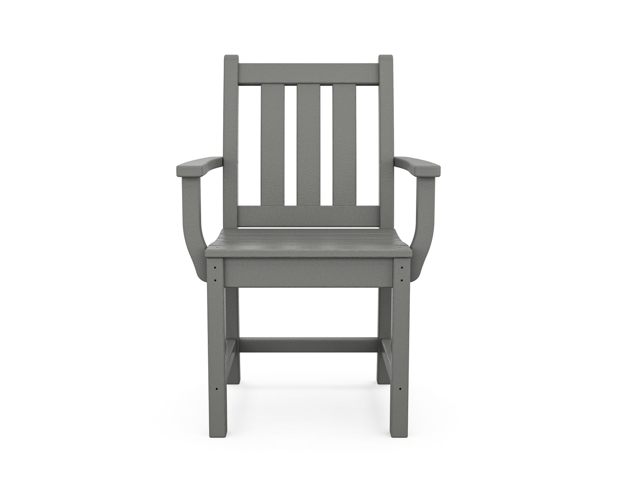 Additional angle of the POLYWOOD Traditional Garden Dining Arm Chair in Slate Grey