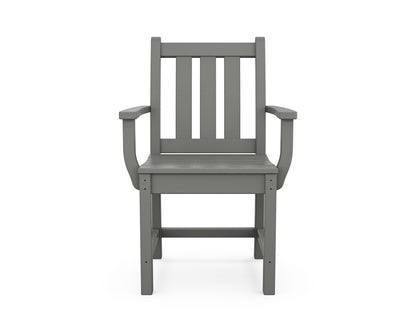 Additional angle of the POLYWOOD Traditional Garden Dining Arm Chair in Slate Grey
