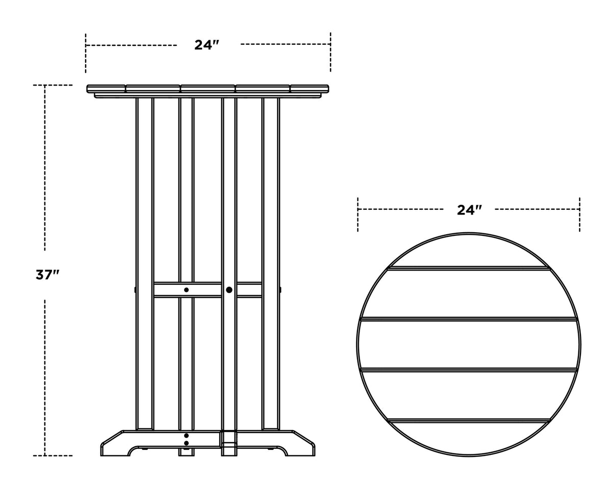 POLYWOOD 24" Round Farmhouse Counter Bistro Table dimensions